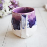 Image 7 of Purple and White Artful Mug, 15 Ounce, Handmade Pottery Cup, Made in USA