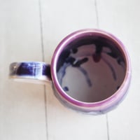 Image 9 of Purple and White Artful Mug, 15 Ounce, Handmade Pottery Cup, Made in USA