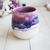 Image 3 of Purple and White Artful Mug, 15 Ounce, Handmade Pottery Cup, Made in USA