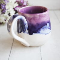 Image 5 of Purple and White Artful Mug, 15 Ounce, Handmade Pottery Cup, Made in USA