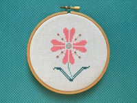 Image 1 of Mid Century Modern Atomic Flower Cross Stitch Pattern PDF