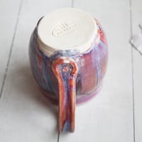 Image 11 of Purple and Apricot Glazed Pottery Mug, 14 oz. Coffee Cup, Made in USA