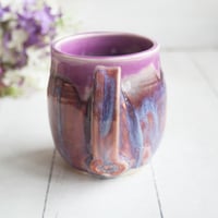 Image 4 of Purple and Apricot Glazed Pottery Mug, 14 oz. Coffee Cup, Made in USA