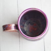 Image 10 of Purple and Apricot Glazed Pottery Mug, 14 oz. Coffee Cup, Made in USA