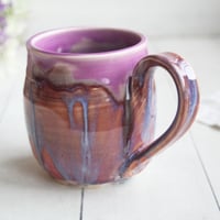 Image 6 of Purple and Apricot Glazed Pottery Mug, 14 oz. Coffee Cup, Made in USA