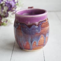 Image 3 of Purple and Apricot Glazed Pottery Mug, 14 oz. Coffee Cup, Made in USA