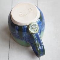 Image 10 of Blue and Green Pottery Mug with Dripping Glazes, 13 oz. Coffee Cup, Handmade in USA