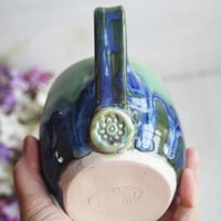 Image 8 of Blue and Green Pottery Mug with Dripping Glazes, 13 oz. Coffee Cup, Handmade in USA