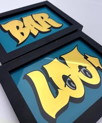 Image 1 of Bar & Loo - Framed Reverse Painted and Gold Gilded Glass