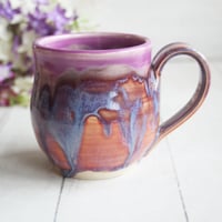 Image 8 of Purple and Apricot Glazed Pottery Mug, 13 oz. Coffee Cup, Made in USA