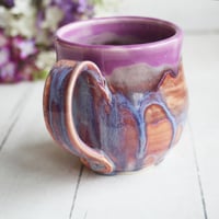 Image 3 of Purple and Apricot Glazed Pottery Mug, 13 oz. Coffee Cup, Made in USA