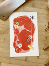 meat stickers mini risograph print