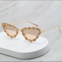 Image 2 of Champagne Rhinestone CatEye Sunglasses 