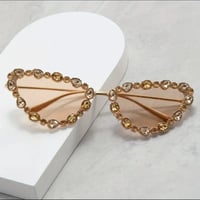 Image 1 of Champagne Rhinestone CatEye Sunglasses 