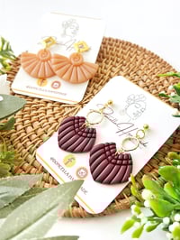 Image 1 of Peach and Burgundy Earrings