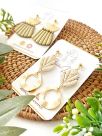 Image 1 of White and Antique Gold Earrings
