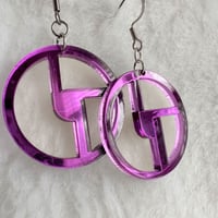 Image 1 of Purple Mirror Disco Biscuits Earrings