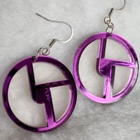 Image 2 of Purple Mirror Disco Biscuits Earrings