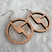 Image 3 of Wood Disco Biscuits Earrings