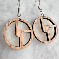 Image 2 of Wood Disco Biscuits Earrings