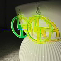 Image 2 of Neon Yellow Disco Biscuits Earrings