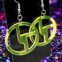 Image 4 of Neon Yellow Disco Biscuits Earrings