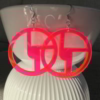 Image 2 of Neon Pink Disco Biscuits Earrings