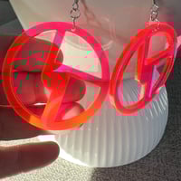 Image 3 of Neon Pink Disco Biscuits Earrings