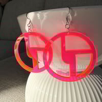 Image 4 of Neon Pink Disco Biscuits Earrings