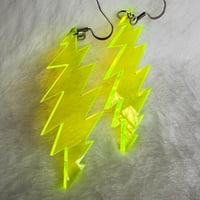 Image 1 of Neon Yellow Transparent Grateful Dead 13-Point Bolt Earrings