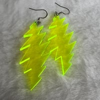 Image 2 of Neon Yellow Transparent Grateful Dead 13-Point Bolt Earrings