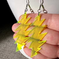 Image 4 of Neon Yellow Transparent Grateful Dead 13-Point Bolt Earrings