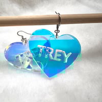 Image 2 of Transparent Iridescent Heart Earrings – TREY Edition