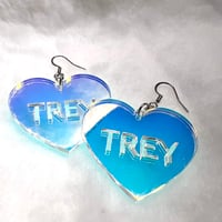 Image 1 of Transparent Iridescent Heart Earrings – TREY Edition