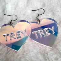 Image 3 of Transparent Iridescent Heart Earrings – TREY Edition