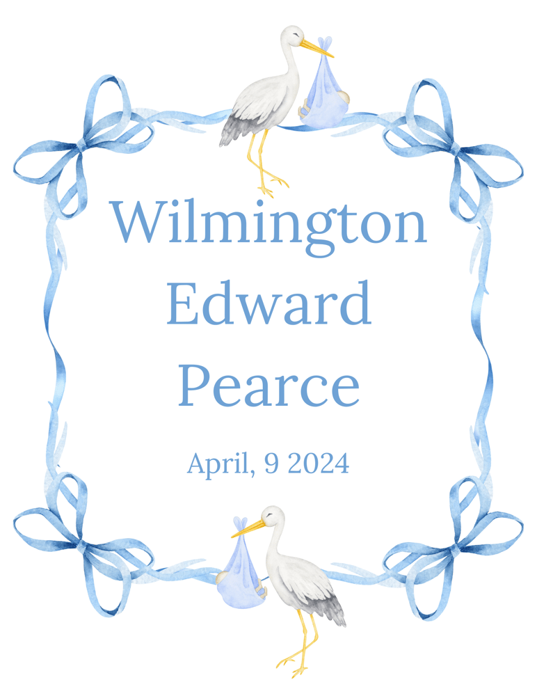 Image of Birth Announcement (Blue Color Palette)