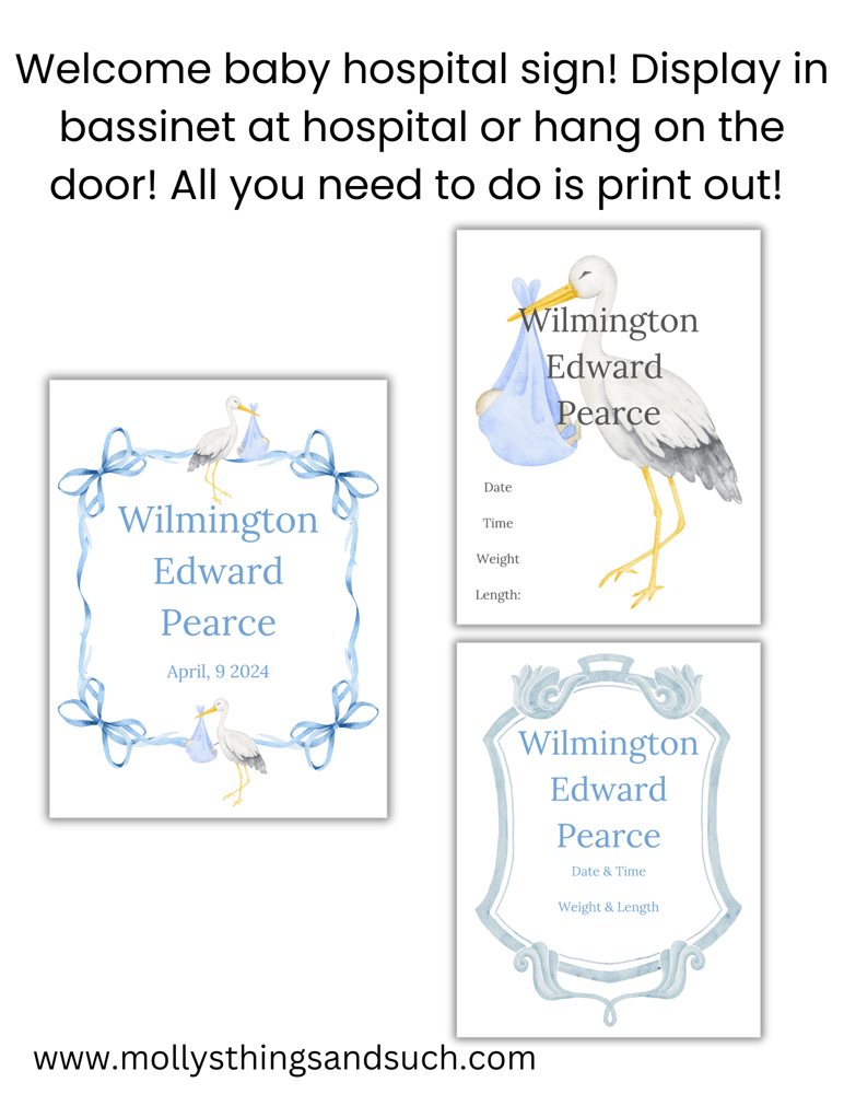 Image of Birth Announcement (Blue Color Palette)