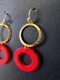 Image 2 of Phish Earrings |  Red Donut with Gold Circle