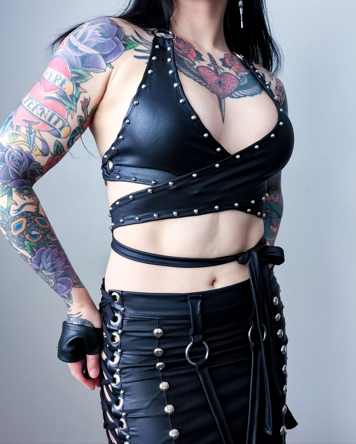 Leatherette Crisscross Top