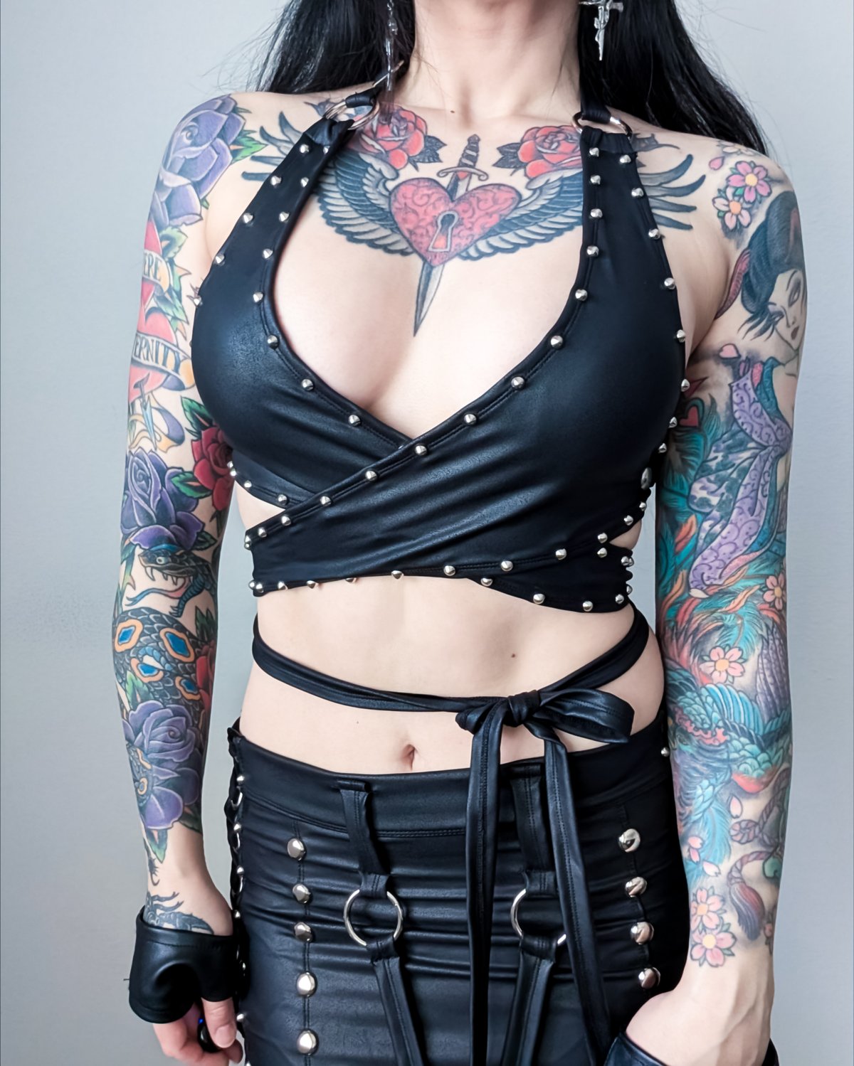 Leatherette Crisscross Top