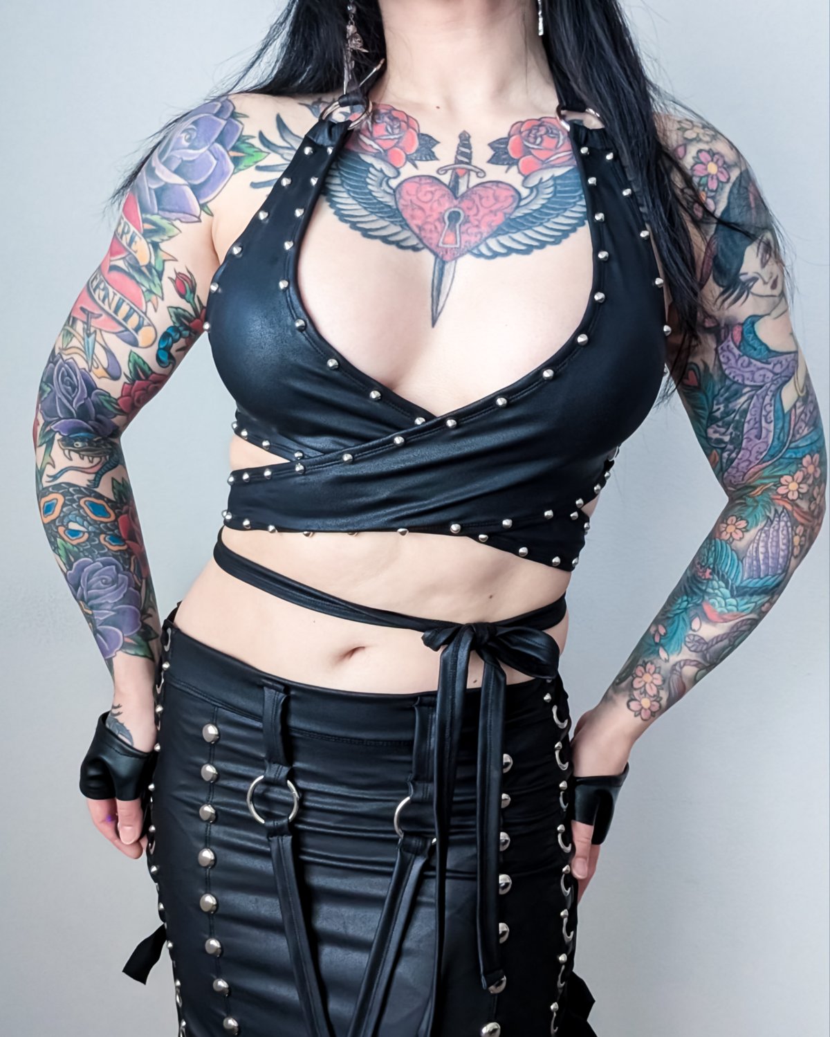 Leatherette Crisscross Top