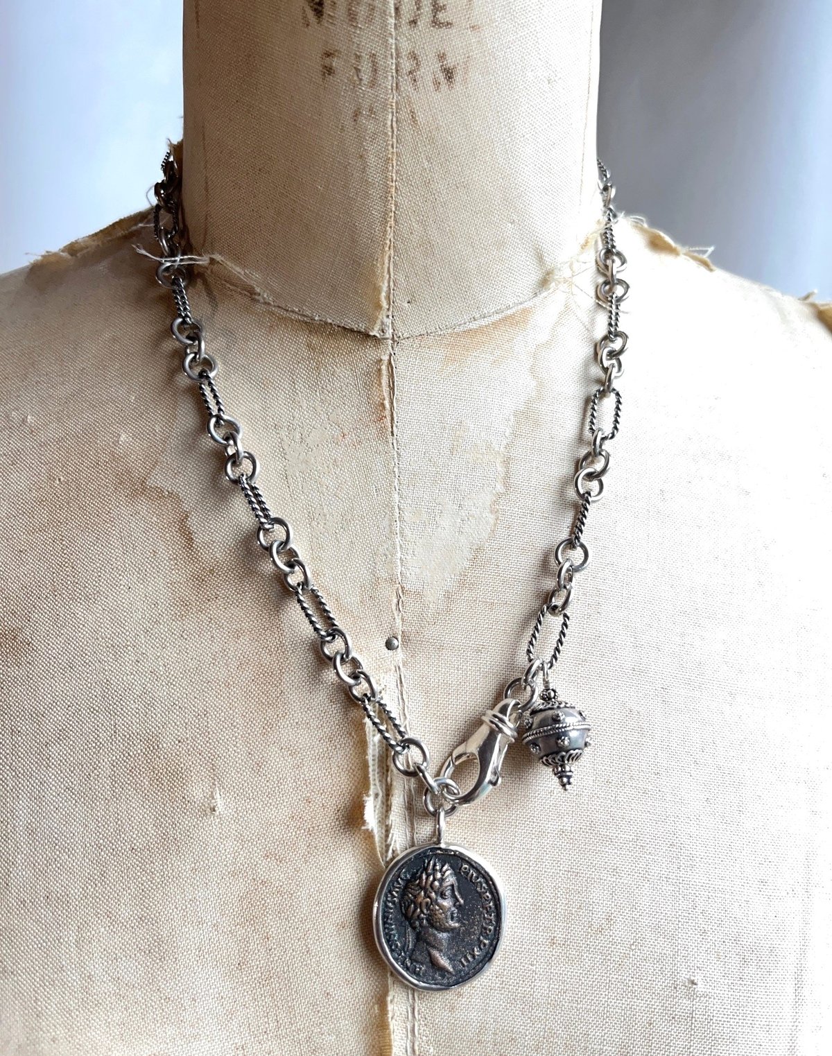 Reproduction Roman Coin on Sterling Chain