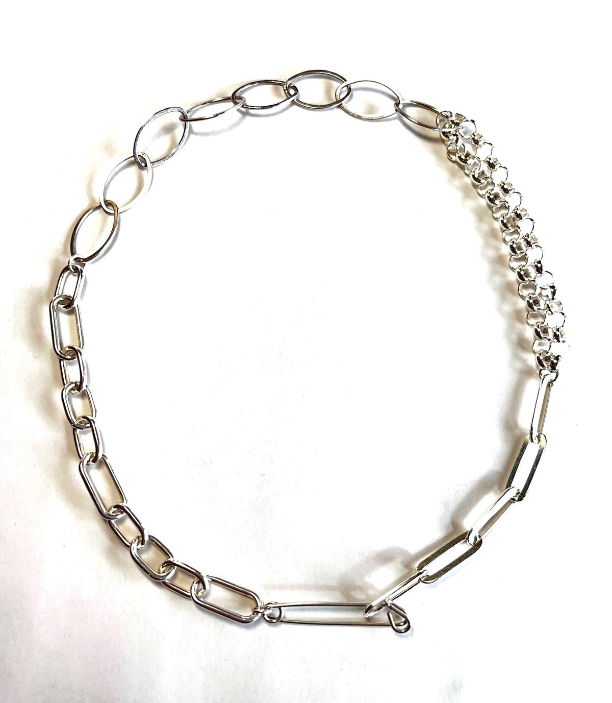 Mixed Sterling Chain with Safety Pin