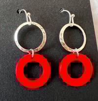Image 1 of Phish Earrings |  Red Donut with Silver