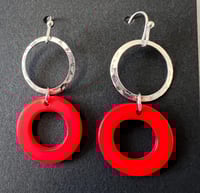 Image 2 of Phish Earrings |  Red Donut with Silver