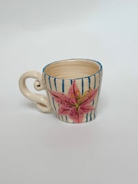 Image 1 of striped stargazer lily mug