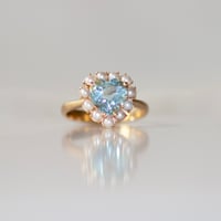 Image 2 of Victorian Aquamarine Heart Ring