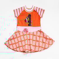 Image 2 of orange vintage HAPPY 4TH BIRTHDAY 4T FOUR 4 FOURTH BDAY short sleeve courtneycourtney dress twirly