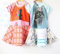 Image 4 of red panda bamboo leaves 4T short sleeve tshirt courtneycourtney twirly upcycle dress