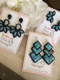 Image 1 of Bezel Turquoise Earrings